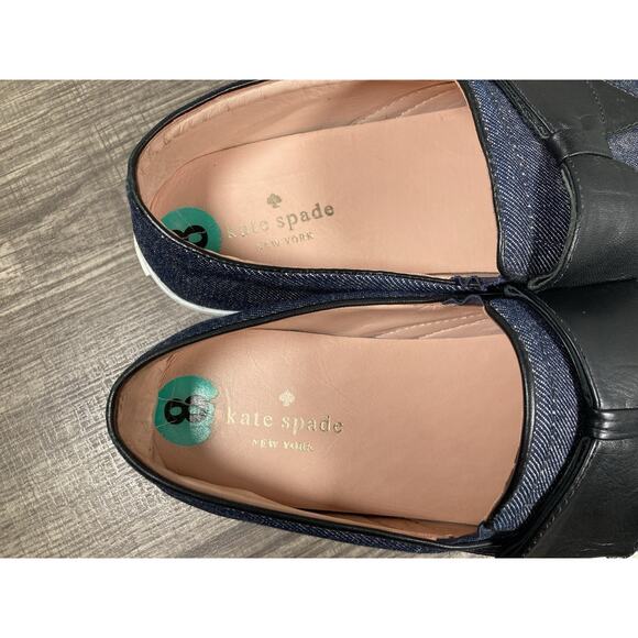 Kate Spade New York Delise Too Denim Shoes With Black Bow Slip On Flats Size 8 - Picture 7 of 9